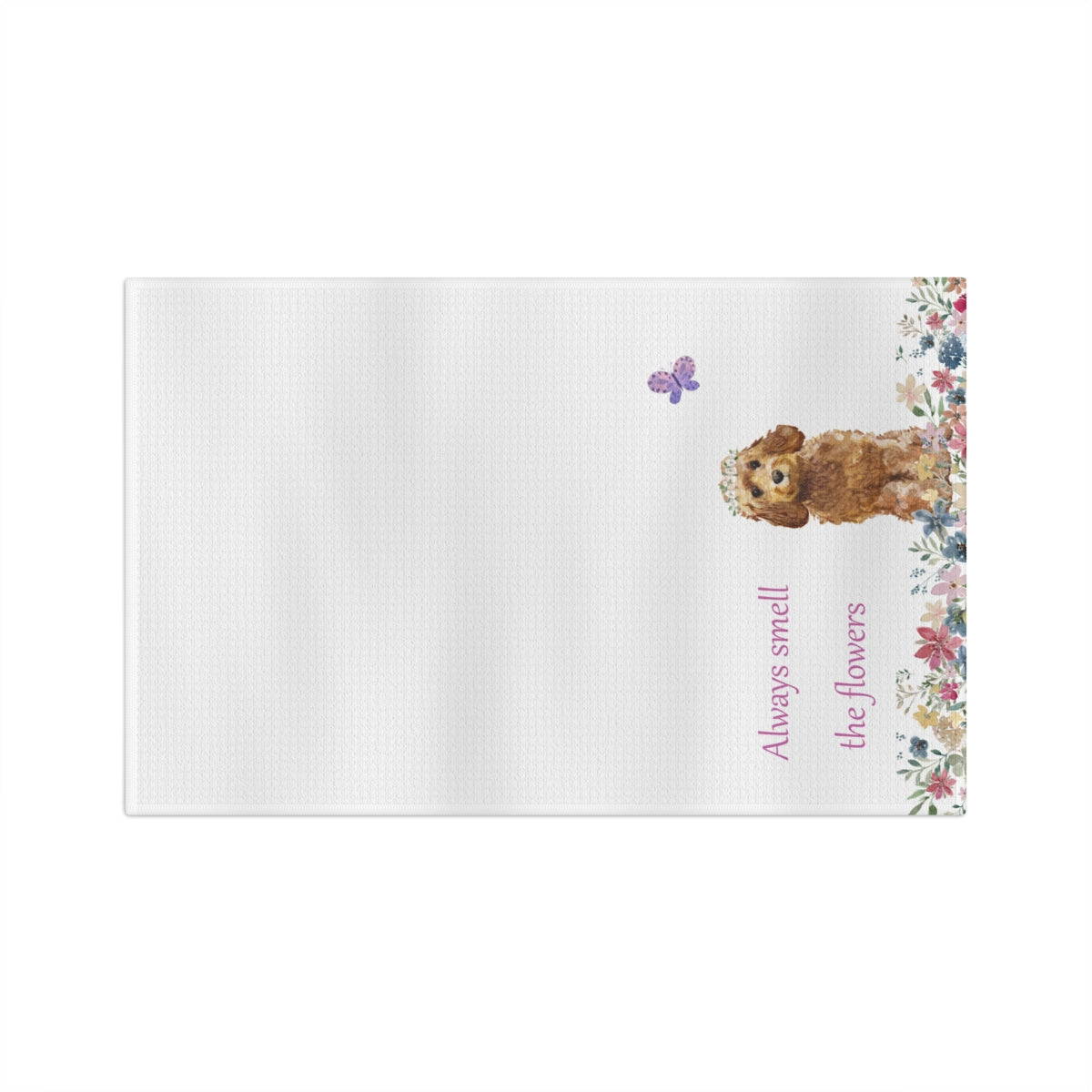 Golden Doodle Dog Towel - Always Smell the Flowers